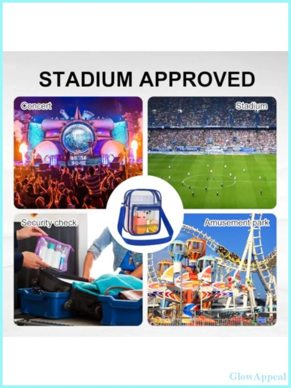 Clear Messenger Bag Stadium Approved Waterproof PVC Crossbody